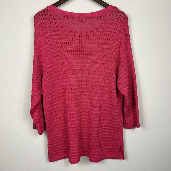 Talbots Open Weave Pink Tunic Sweater XL Cotton‎ Cruise Vacation Layer - Picture 2 of 9